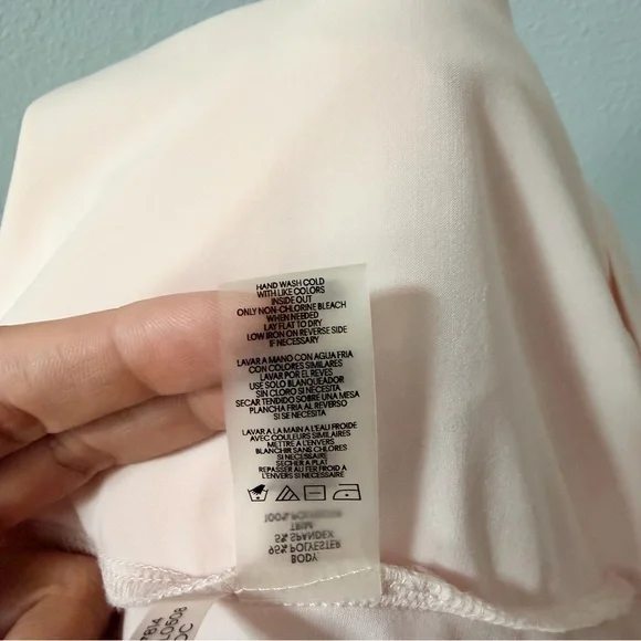 Karl Lagerfeld Paris Tiered Short Sleeve Soft Pink Layered Blouse - Picture 9 of 13